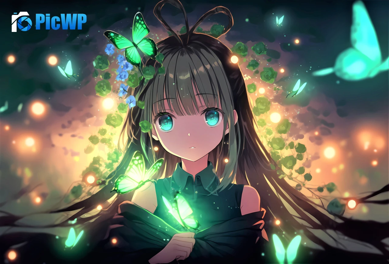 Anime girl Green eyes 7K PC Wallpaper