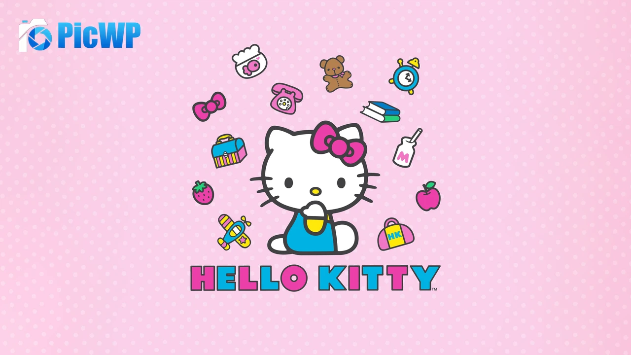 Hello Kitty Pink background 6K PC Wallpaper