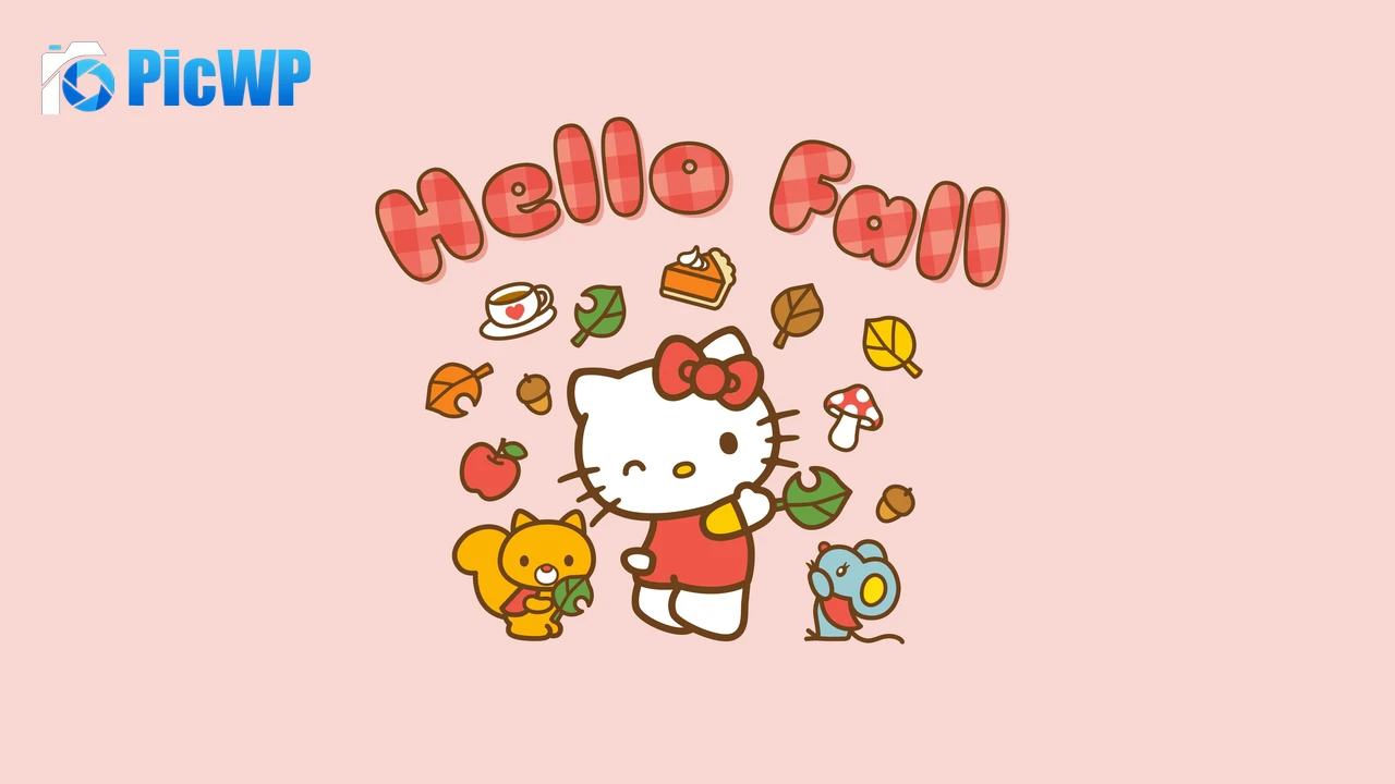 Hello Fall Hello Kitty background 6K PC Wallpaper